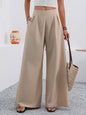 Autumn Chic High-Waisted Wide-Leg Pants with Pockets